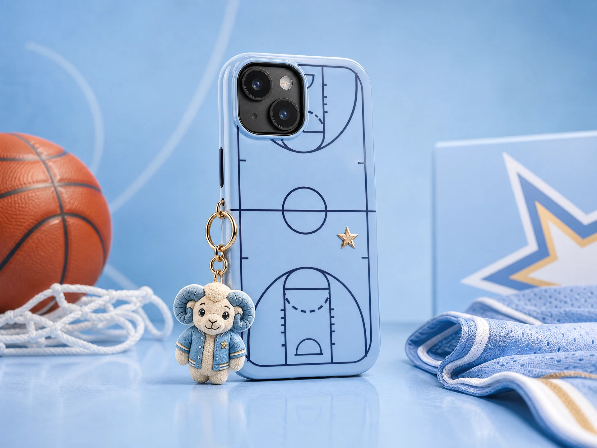 A physical original basketball phone case