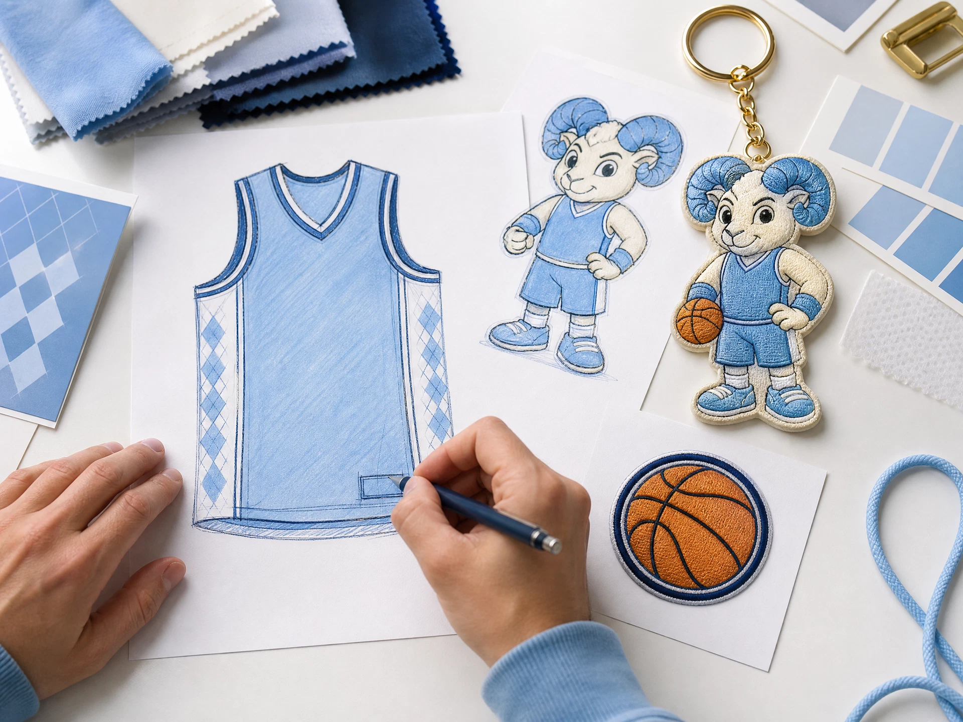 A hand sketch of original basketball fan merchandise